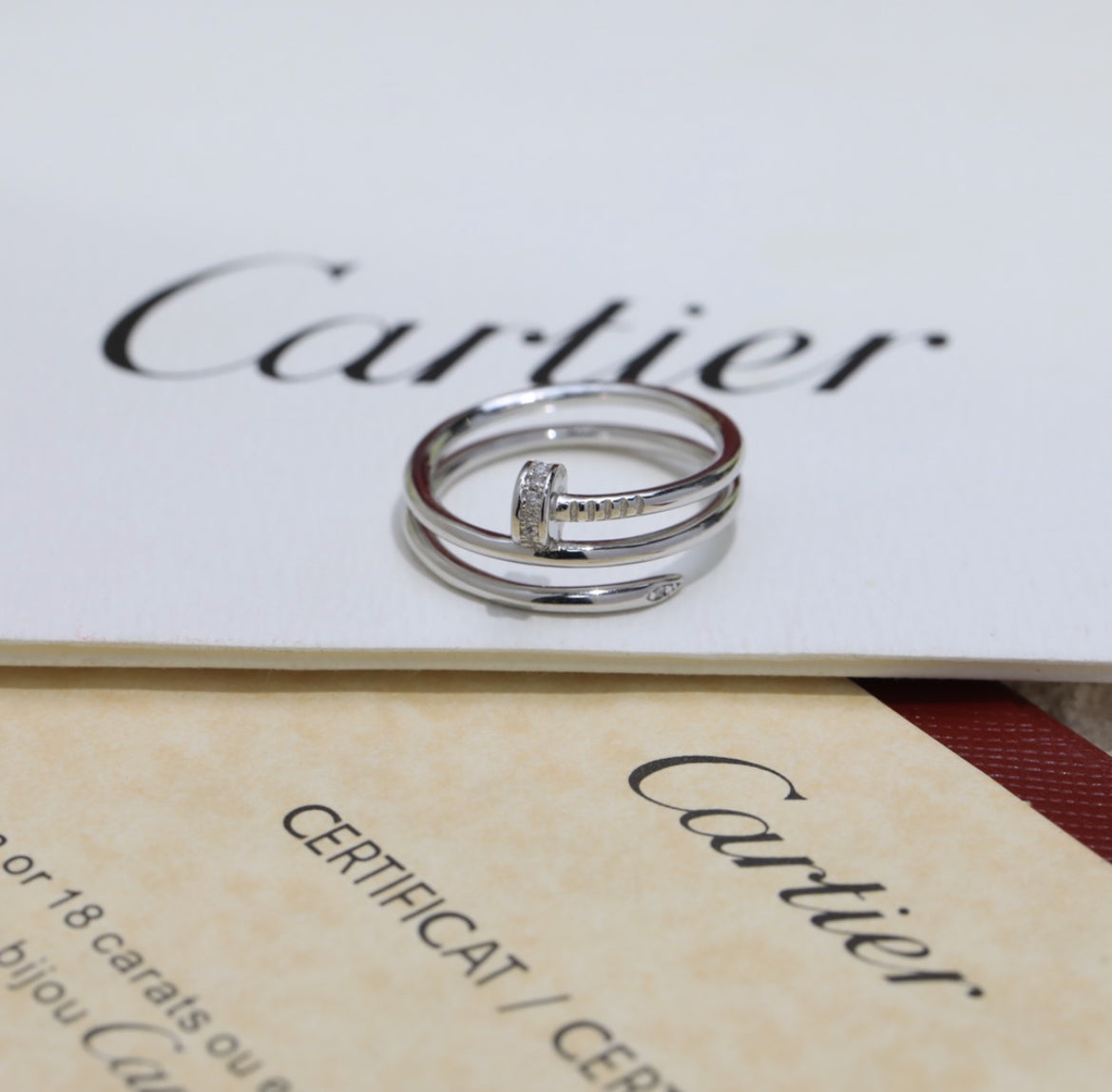 14k White Gold Nail Ring/Double