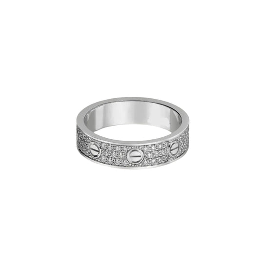 14k White Gold Love Ring