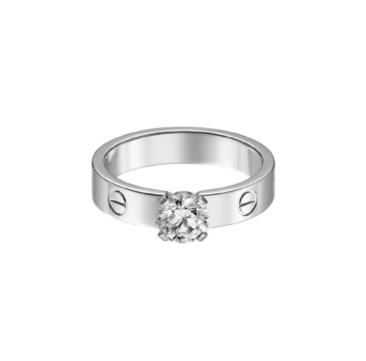 14k White Gold Love Ring