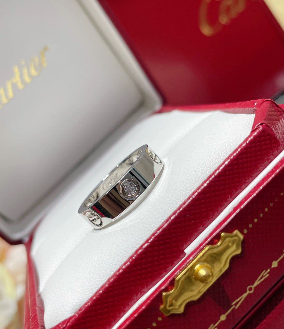 14k White Gold Love  Ring