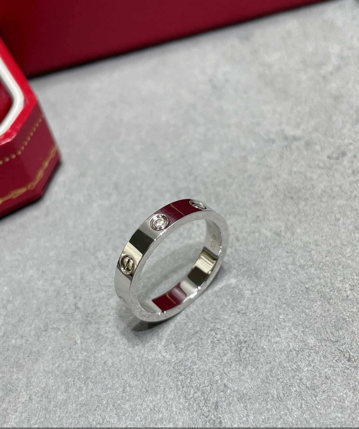14k White Gold Love Ring