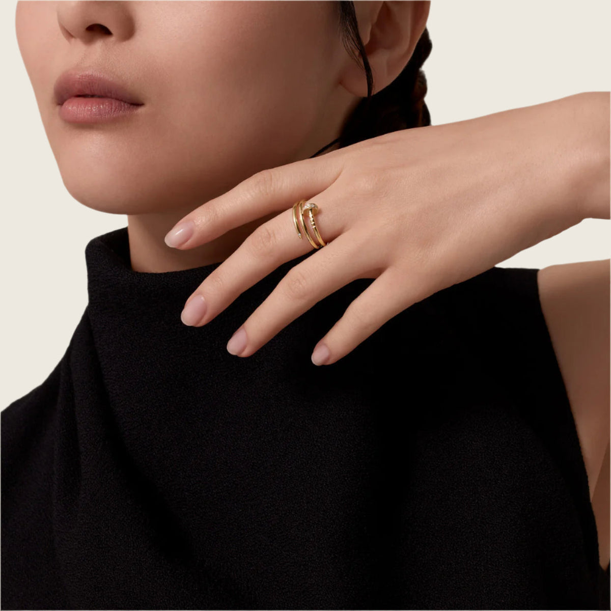14k Yellow Gold Nail Ring/Double