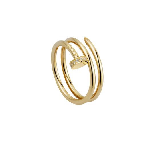 14k Yellow Gold Nail Ring/Double