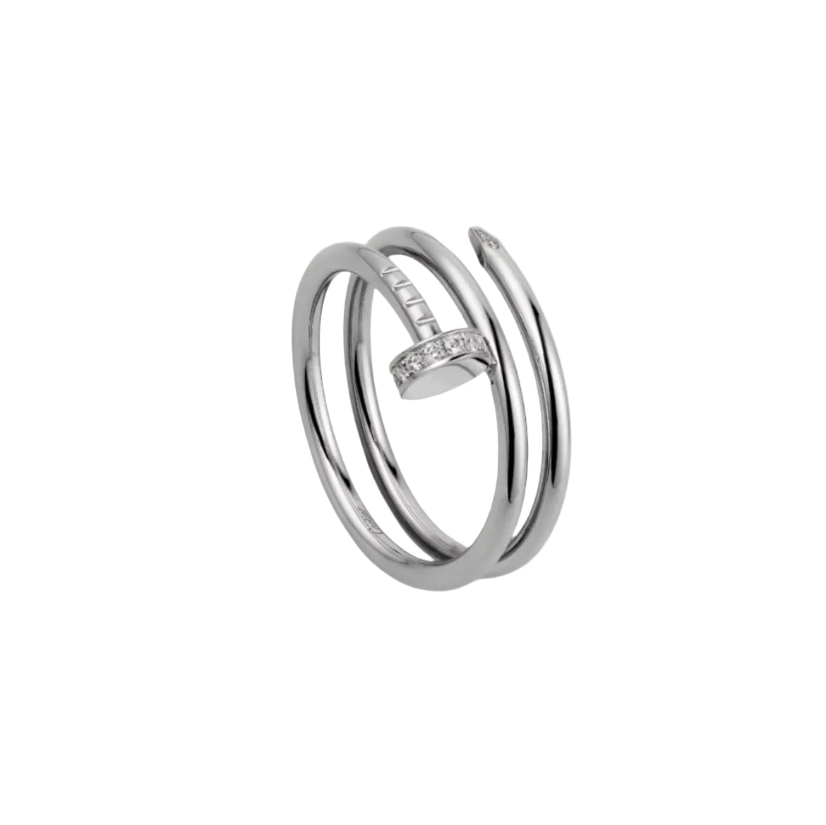 14k White Gold Nail Ring/Double