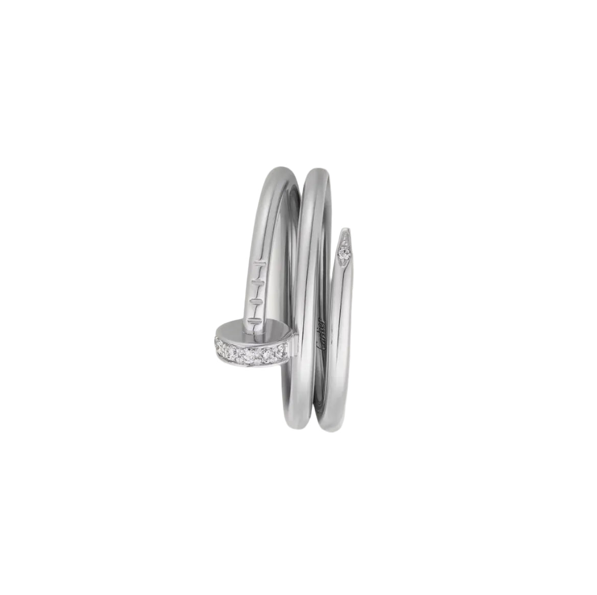 14k White Gold Nail Ring/Double